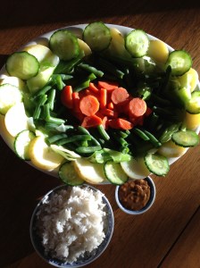 Gado-Gado with rice and peanut sauce
