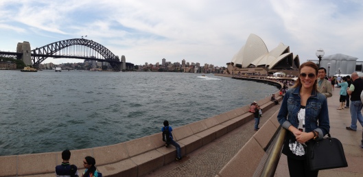Pan of Sydney Harbour Bridge and Opera House