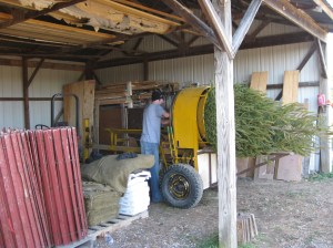 The tree baler ties trees up for easier transport