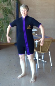 Took two of us to get me in this very tight wetsuit