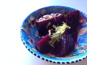 Roasted beets marinated in orange juice and zest