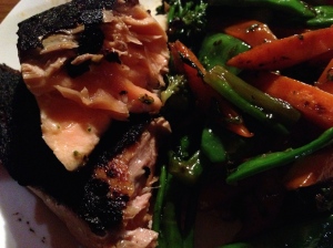 grilled salmon and stir fried vegetables