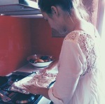 Allison making pork belly