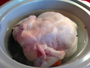 Stewing position for the chook is breast side down
