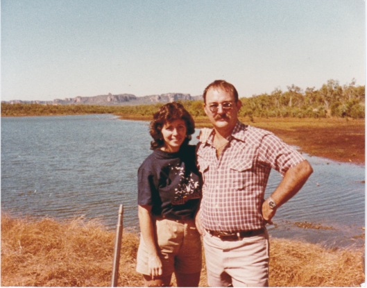 Us at Jabiru, Mt Brockman and Ranger Uranium Mine in background