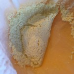 Ricotta after draining for 5 minutes.